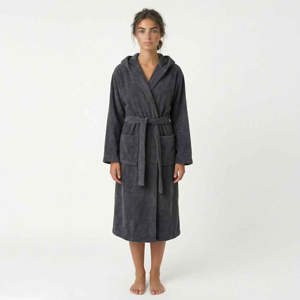 Kapüşonlu Bornoz L-XL - Antrasit