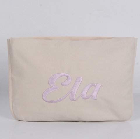 Kişiye Özel Küçük Biyeli Nakışlı Çanta Bej