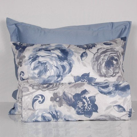 %100 Pamuk Saten Rossy  Nevresim Takımı Mavi - Çift Kişilik - Fitted Çarşaf