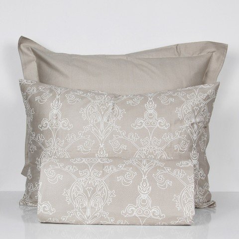 %100 Pamuk Saten Grace  Nevresim Takımı Bej - Çift Kişilik - Düz Çarşaf