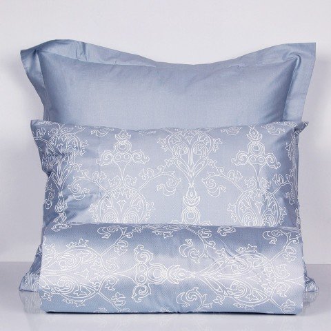 %100 Pamuk Saten Grace  Nevresim Takımı Mavi - Çift Kişilik - Düz Çarşaf