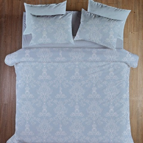 Mavi Çift Kişilik Fitted Çarşaf Seti 160x200 Nevresim ve Yastık Kılıflı