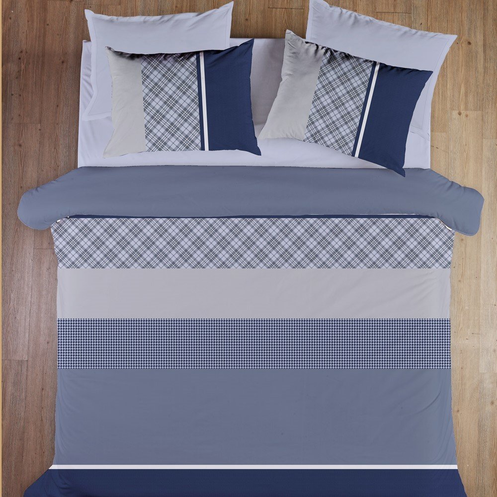 %100 Pamuk Saten Derek  Nevresim Takımı Lacivert - Çift Kişilik - Fitted Çarşaf