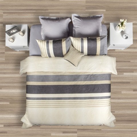 Bej Çift Kişilik Düz Çarşaf Nevresim Takımı 240x260 Yastık Kılıflı Ev Tekstili