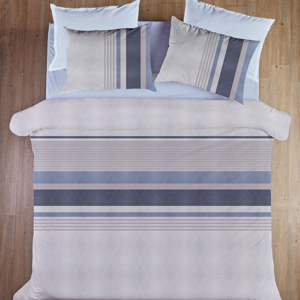 %100 Pamuk Saten Chris  Nevresim Takımı Lacivert - Çift Kişilik - Fitted Çarşaf