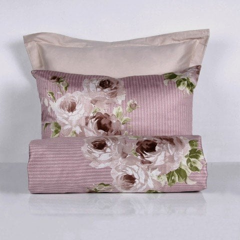 %100 Pamuk Saten Luna  Nevresim Takımı Rose - Çift Kişilik - Düz Çarşaf