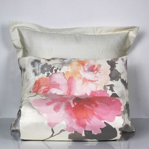 %100 Pamuk Saten Flora Dijital Nevresim Takımı Çift Kişilik - Fitted Çarşaf