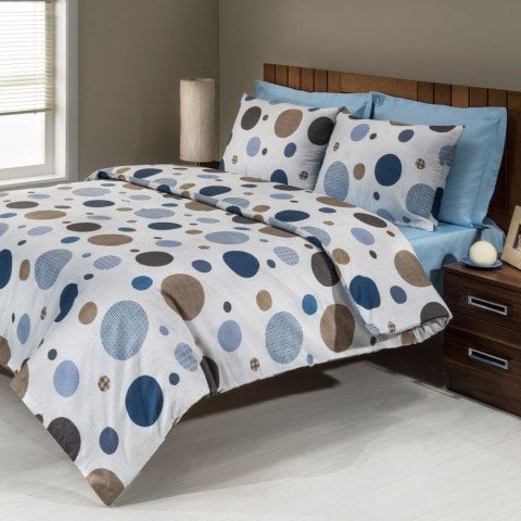 %100 Pamuk Saten Dorothy  Nevresim Takımı Mavi - Çift Kişilik - Düz Çarşaf