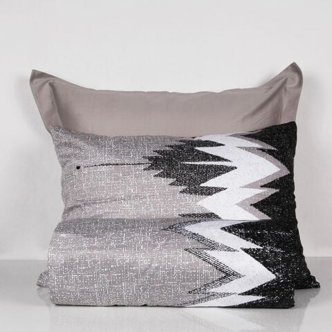 %100 Pamuk Saten Nikola  Nevresim Takımı Gri - Tek Kişilik - Düz Çarşaf