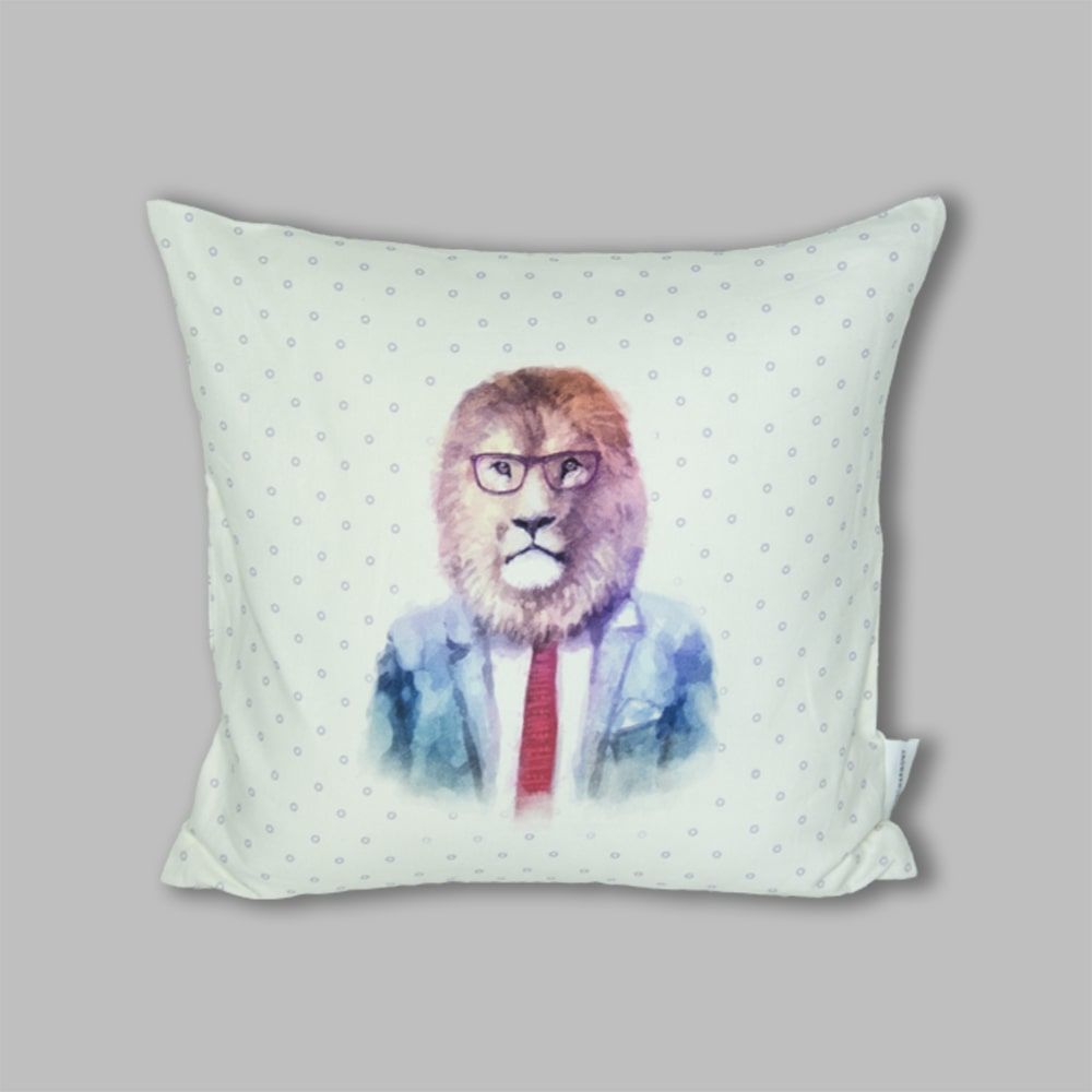 Dijital Hipster Lion Dekoratif Kırlent Aslan Desenli Şık Yastık Kılıfı