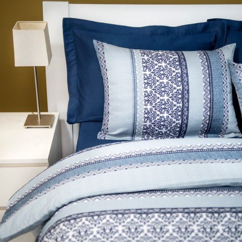 %100 Pamuk Saten Allure  Nevresim Takımı Lacivert - Çift Kişilik - Fitted Çarşaf