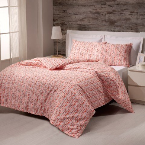 Kırmızı çift kişilik fitted çarşaf nevresim takımı 160x200 yastık kılıflı ev tekstili seti