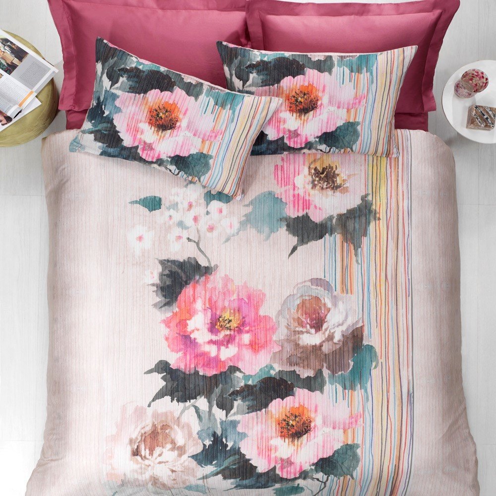 %100 Pamuk Saten Harmony Dijital  Nevresim Takımı Orjinal - Çift Kişilik - Düz Çarşaf