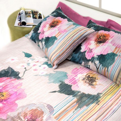 %100 Pamuk Saten Harmony Dijital  Nevresim Takımı Orjinal - Çift Kişilik - Düz Çarşaf