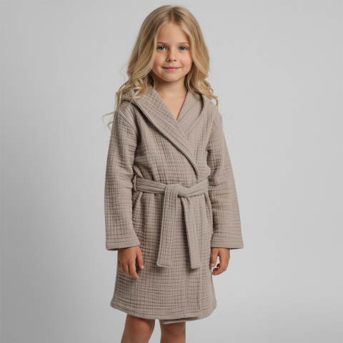 Organik 4 kat müslin çocuk bornoz Home Harmony Kids yumuşak emici renkli havlu