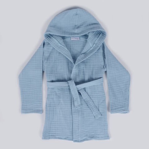 Çocuk Müslin Bornoz Mavi