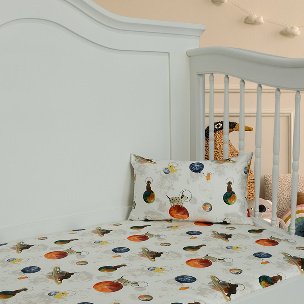 Galaxy Dog Bebek Mix And Match Nevresim Takımı Sevimli Köpek Desenli Bebek Yatak Örtüsü