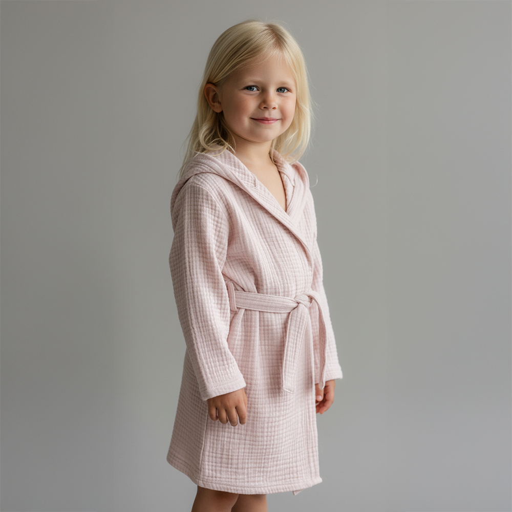 Çocuk Müslin Bornoz Pembe