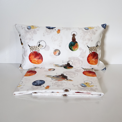 Galaxy Dog Bebek Mix And Match Beyaz - Düz Çarşaf + Yastık Kılıfı