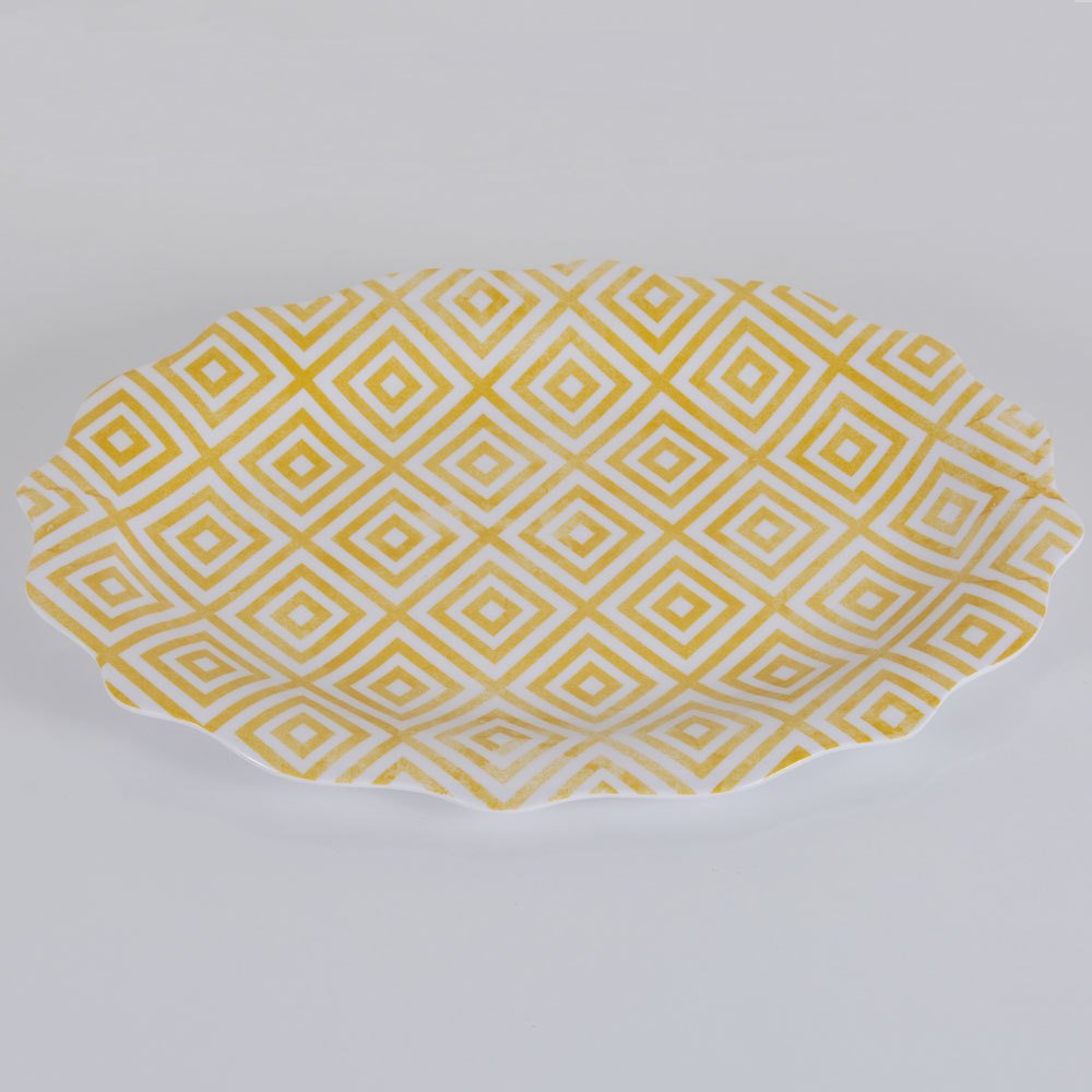 Sarı Oval Mika Tabak 40x26 cm Dekoratif Aksesuar