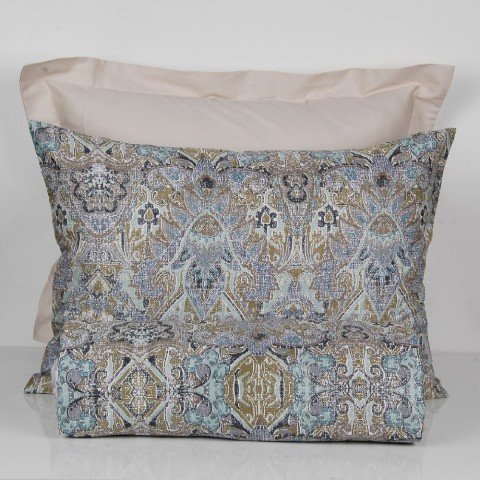 %100 Pamuk Saten Vintage  Nevresim Takımı Mavi - Çift Kişilik - Düz Çarşaf