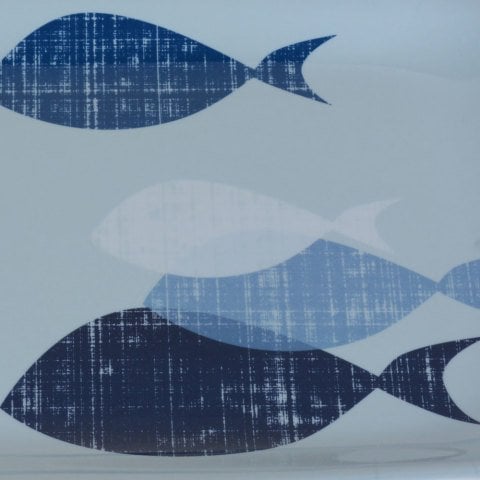 İndigo Balıklı Dikdörtgen Mika Tepsi 20x35 cm Dekoratif Aksesuar