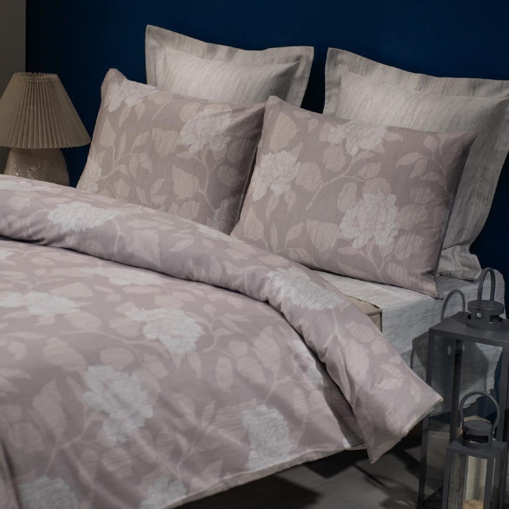 %100 Pamuk Saten İris  Nevresim Takımı Pembe - Çift Kişilik - Fitted Çarşaf