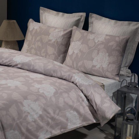 %100 Pamuk Saten İris  Nevresim Takımı Pembe - Çift Kişilik - Fitted Çarşaf