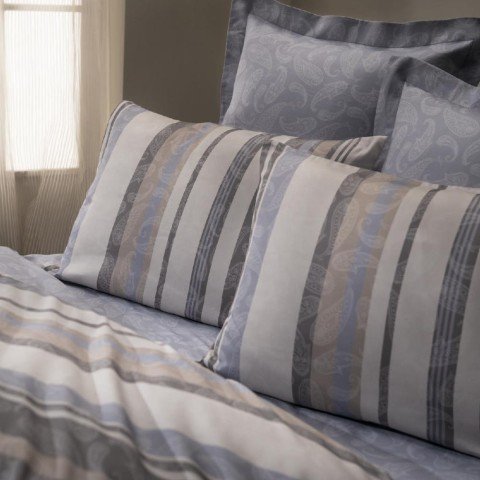 %100 Pamuk Saten Herve  Nevresim Takımı Mavi - Çift Kişilik - Fitted Çarşaf