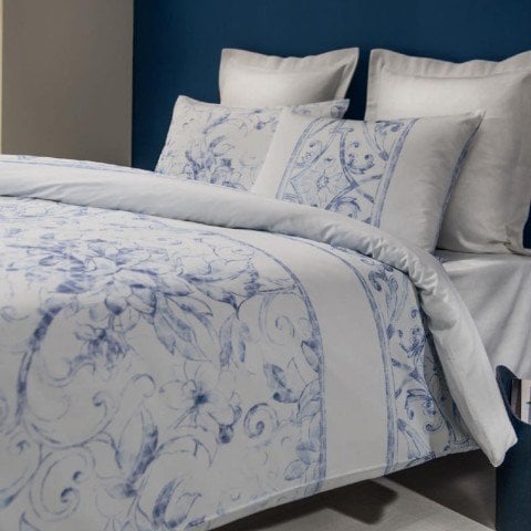 Mavi Çift Kişilik Fitted Çarşaf Seti 160x200 Nevresim ve Yastık Kılıflı