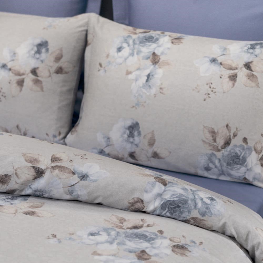 %100 Pamuk Saten Giselle  Nevresim Takımı Mavi - Çift Kişilik - Düz Çarşaf