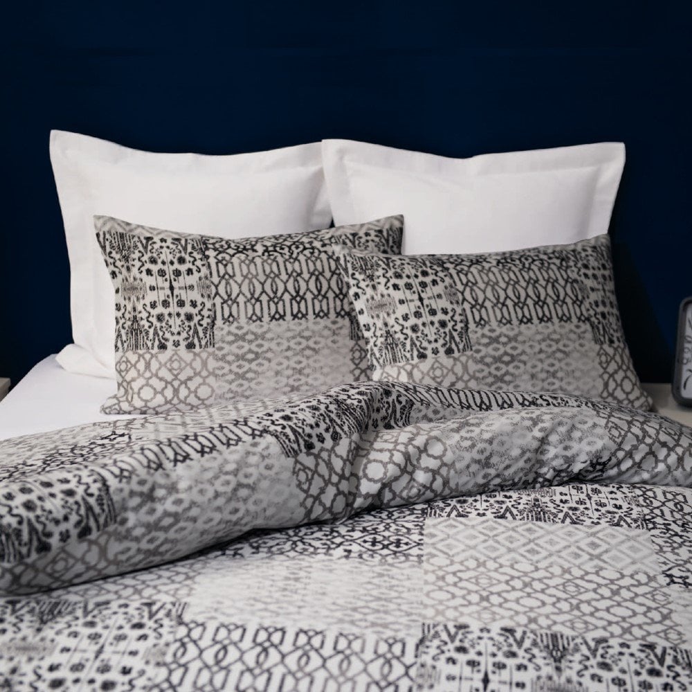 %100 Pamuk Saten Enzo  Nevresim Takımı Gri - Çift Kişilik - Düz Çarşaf