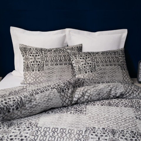 %100 Pamuk Saten Enzo  Nevresim Takımı Gri - Çift Kişilik - Fitted Çarşaf