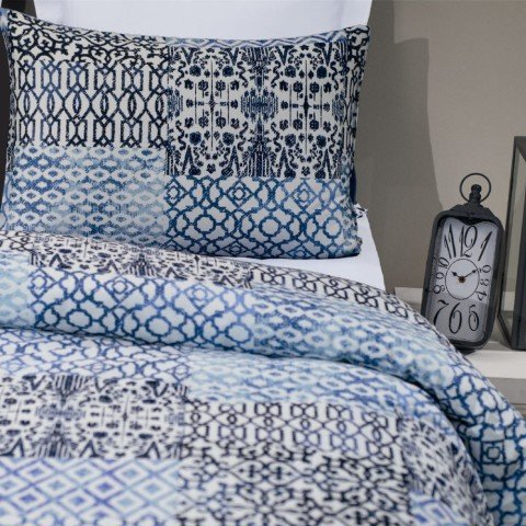 %100 Pamuk Saten Enzo  Nevresim Takımı Mavi - Çift Kişilik - Düz Çarşaf