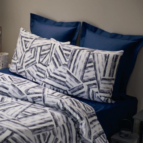 %100 Pamuk Saten Freddy  Nevresim Takımı Lacivert - Çift Kişilik - Düz Çarşaf