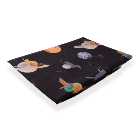 Galaxy Cat Bebek Mix And Match Siyah - Düz Çarşaf + Yastık Kılıfı