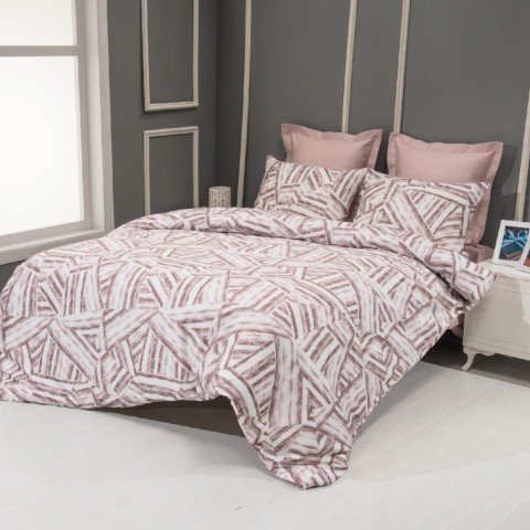 %100 Pamuk Saten Freddy  Nevresim Takımı Pembe - Çift Kişilik - Düz Çarşaf