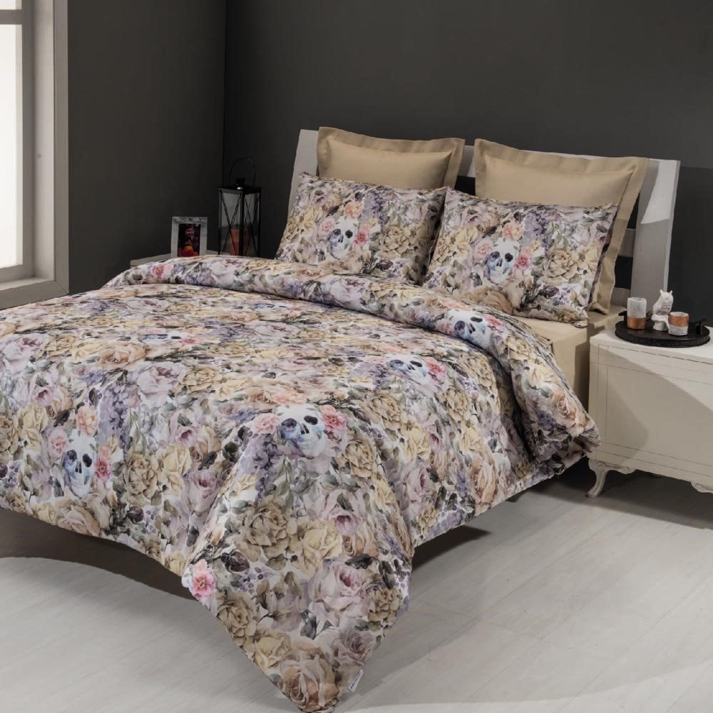 %100 Pamuk Saten Felix Dijital  Nevresim Takımı Orjinal - Çift Kişilik - Fitted Çarşaf