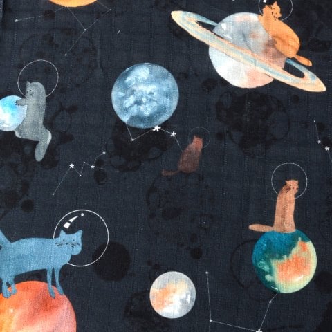 Galaxy Cat Müslin Çok Amaçlı Örtü