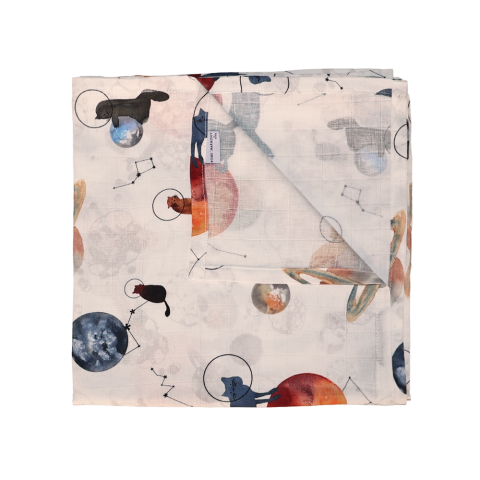 Galaxy Cat Müslin Çok Amaçlı Örtü Beyaz - 120x120