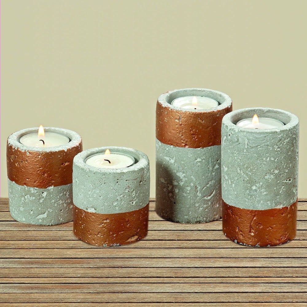 Marco Tealight Mumluk 9,5 cm Beton Dekoratif Aksesuar