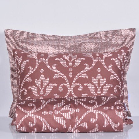 %100 Pamuk Saten Carol  Nevresim Takımı Rose - Çift Kişilik - Düz Çarşaf