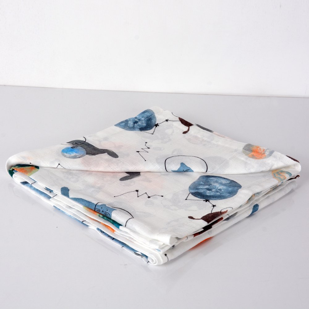 Galaxy Cat Müslin Çok Amaçlı Örtü Beyaz - 90x90