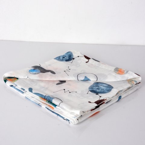 Galaxy Cat Müslin Çok Amaçlı Örtü Beyaz - 90x90