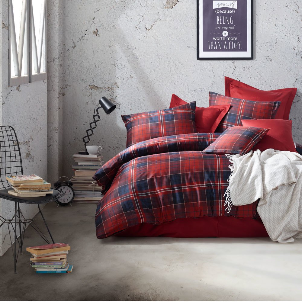 %100 Pamuk Saten Morris Nevresim Takımı Lacivert - Çift Kişilik - Düz Çarşaf