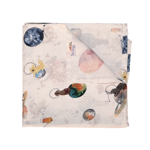 Galaxy Dog Müslin Çok Amaçlı Örtü Beyaz - 90x90