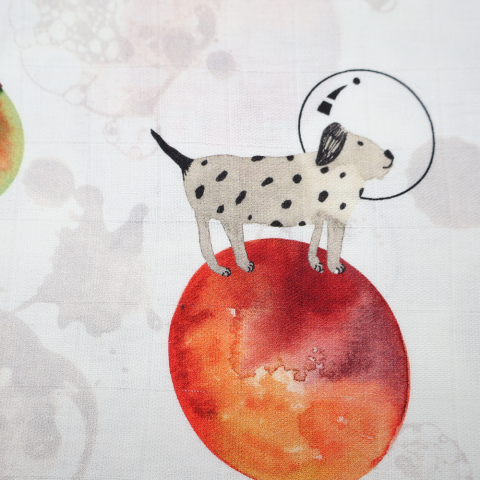 Galaxy Dog Müslin Çok Amaçlı Örtü Beyaz - 90x90