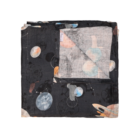 Galaxy Cat Müslin Çok Amaçlı Örtü Siyah - 120x120