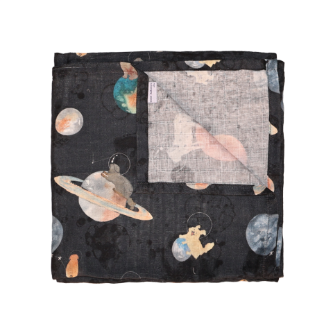 Galaxy Dog Müslin Çok Amaçlı Örtü Siyah - 120x120
