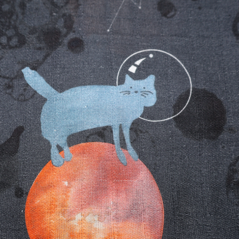 Galaxy Cat Müslin Çok Amaçlı Örtü Siyah - 90x90